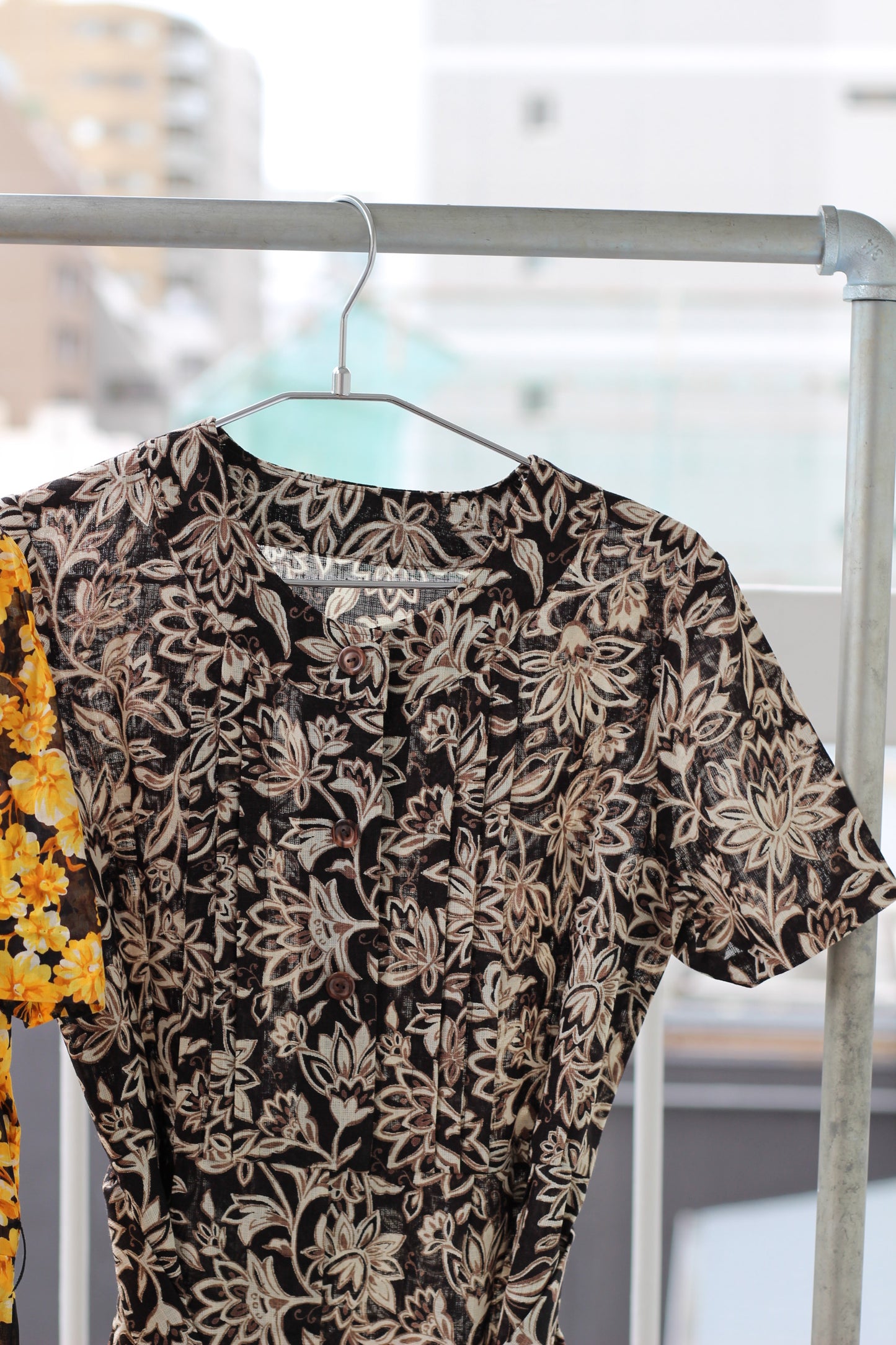 Vintage Black Flower Short Sleeve One-Piece x3点