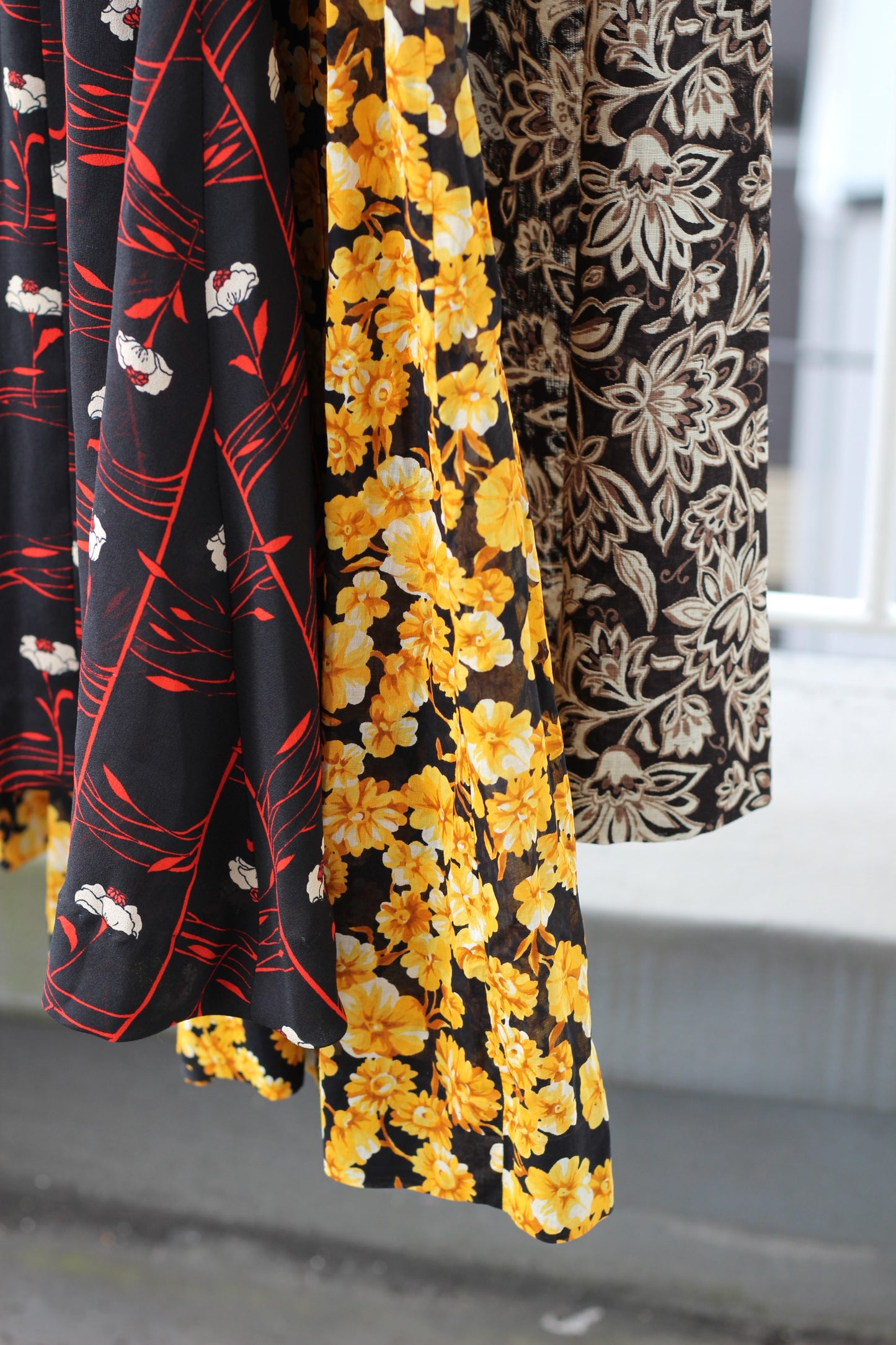 Vintage Black Flower Short Sleeve One-Piece x3点