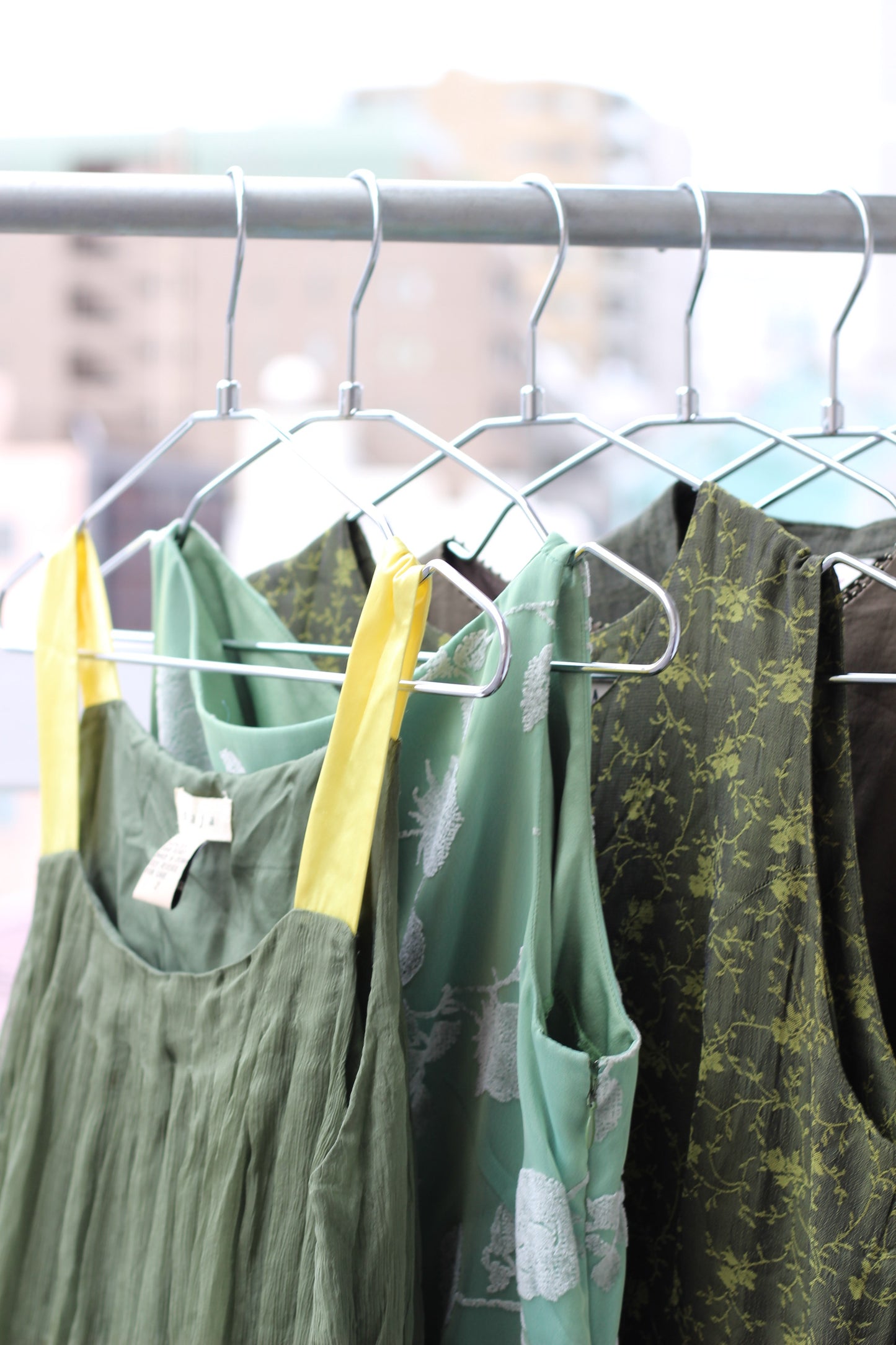 Vintage Green Design No Sleeve One-Piece x6点