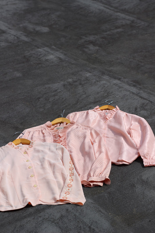 Vintage Pink Color Long Sleeve Blouse x10点