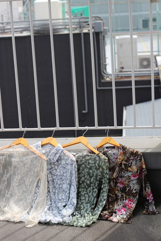 Vintage Design Sheer Tops x7点