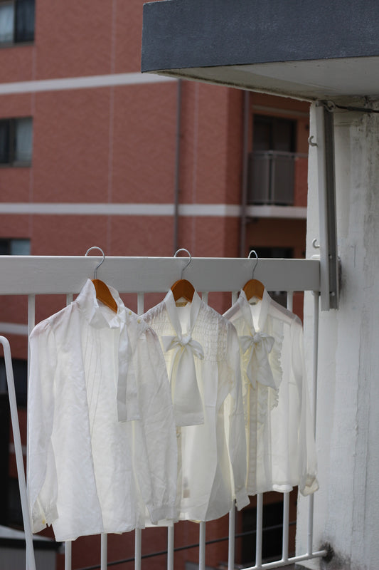 Vintage Ribbon White Long Sleeve Blouse x9点