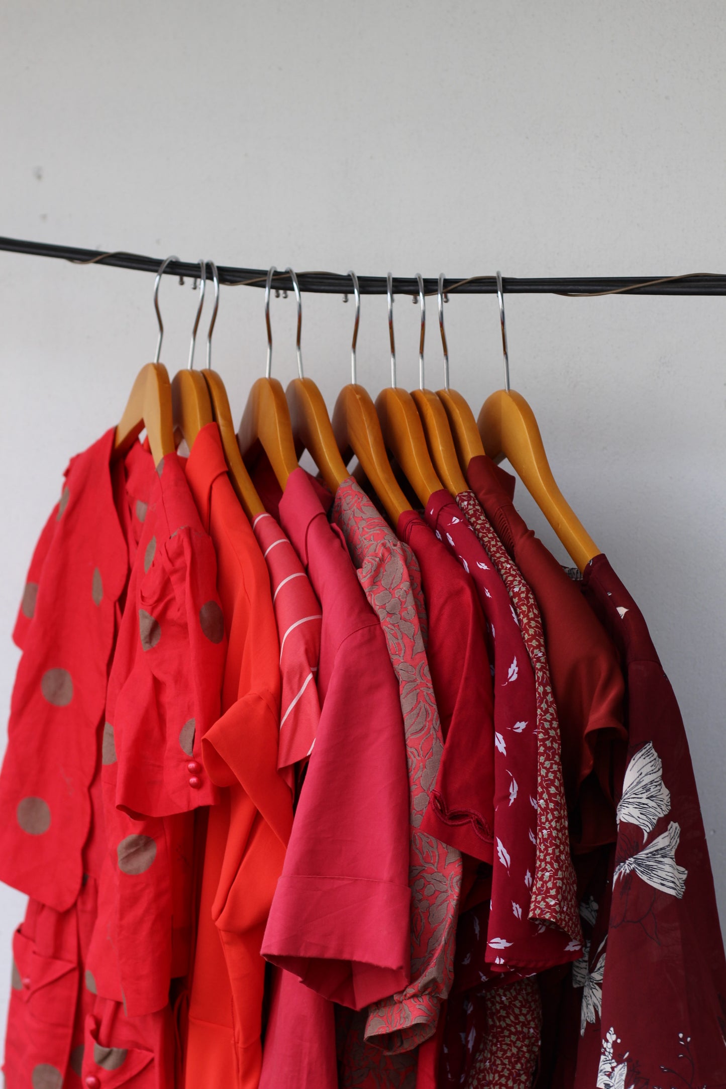 Vintage Red Color Short Sleeve One-Piece x10点