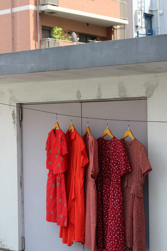 Vintage Red Color Short Sleeve One-Piece x10点