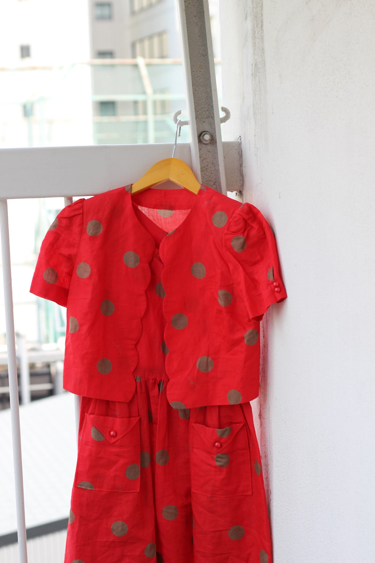 Vintage Red Color Short Sleeve One-Piece x10点