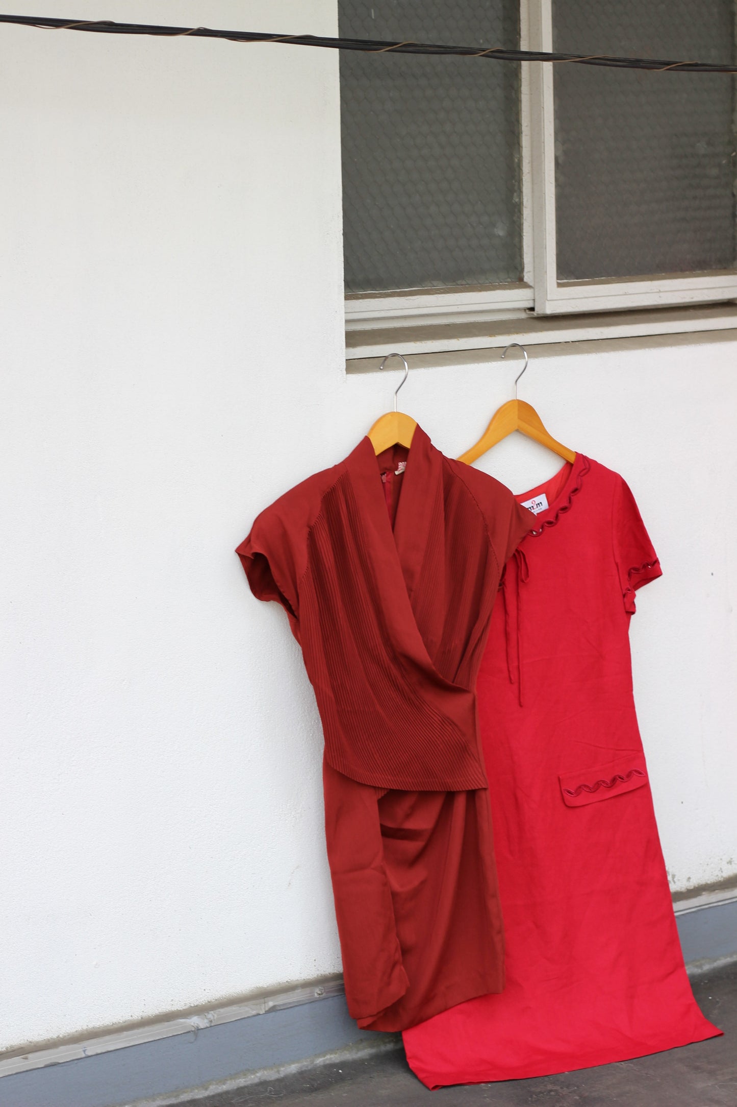 Vintage Red Color Short Sleeve One-Piece x10点