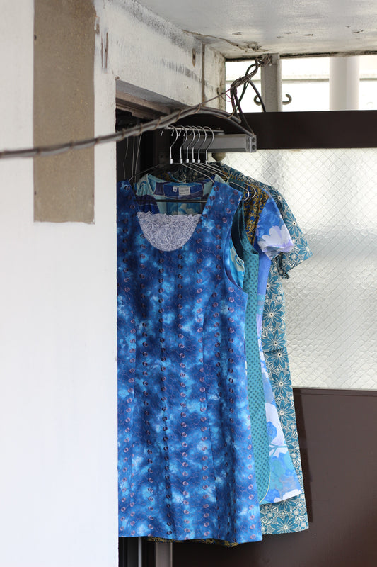 Vintage Blue Design One-Piece x6点