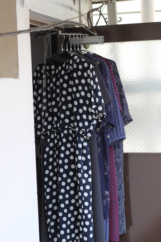 Vintage Navy Design Short Sleeve One-Piece x6点