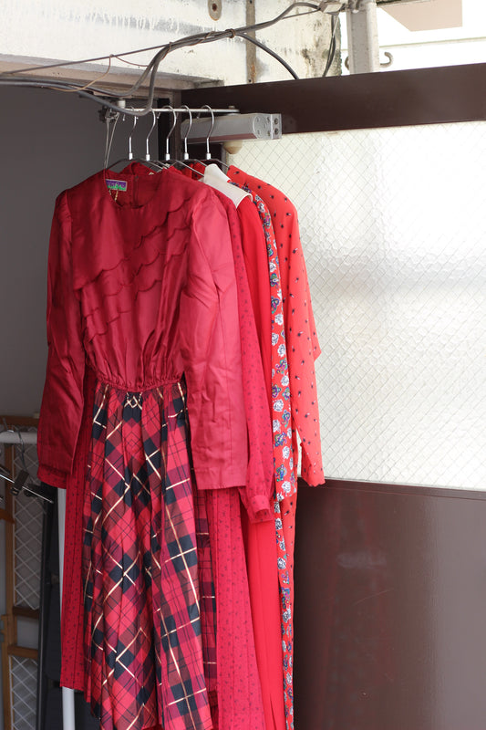 Vintage Red Design Long Sleeve One-Piece x5点
