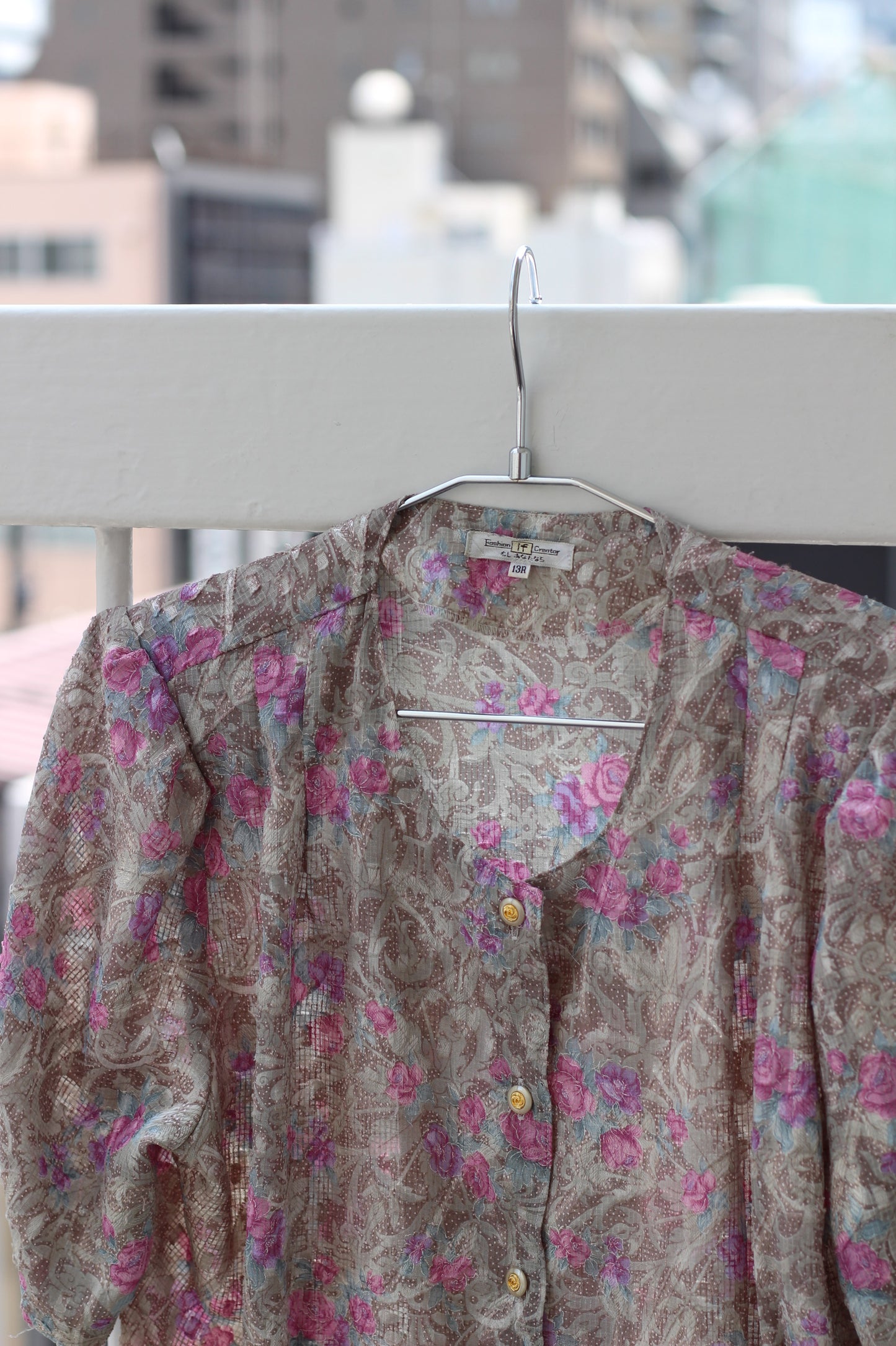 Vintage Pink Purple Flower Short Sleeve Blouse x7点
