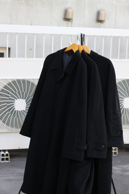 Men's Black 100% Cashmere Long Coat x3点