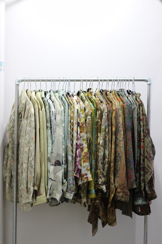 Vintage Khaki Green Design Long Sleeve Blouse x35点