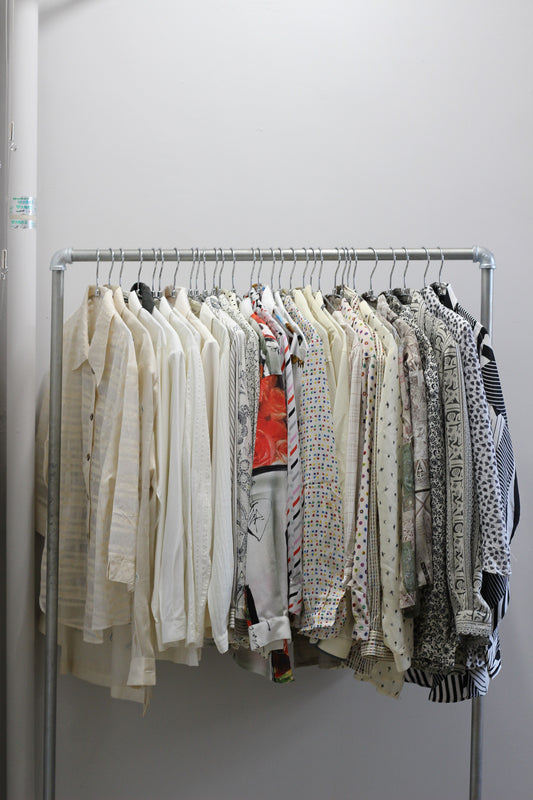 Vintage White Beige Design Long Sleeve Blouse x30点