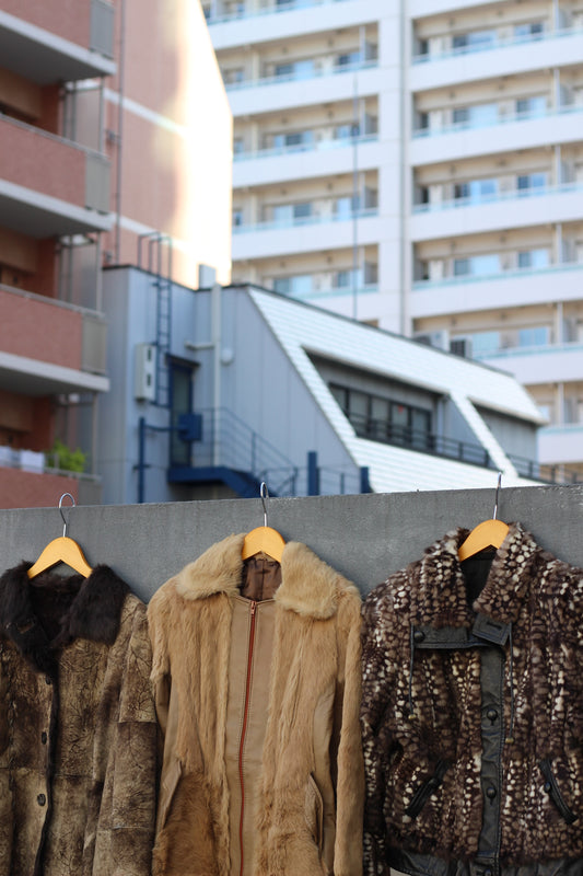 Vintage Leather Fur Jacket x3点