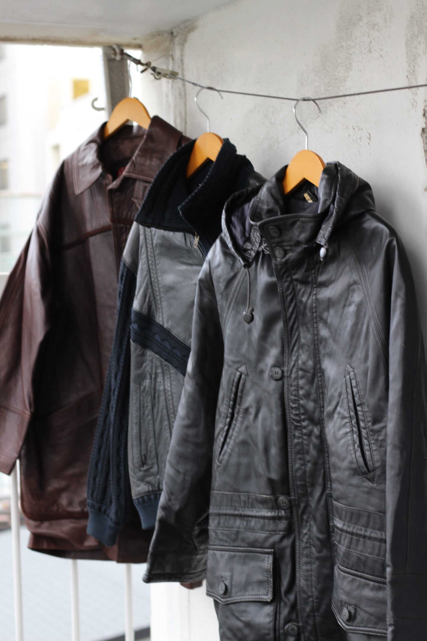 Men's Vintage Import Leather Jacket x5点