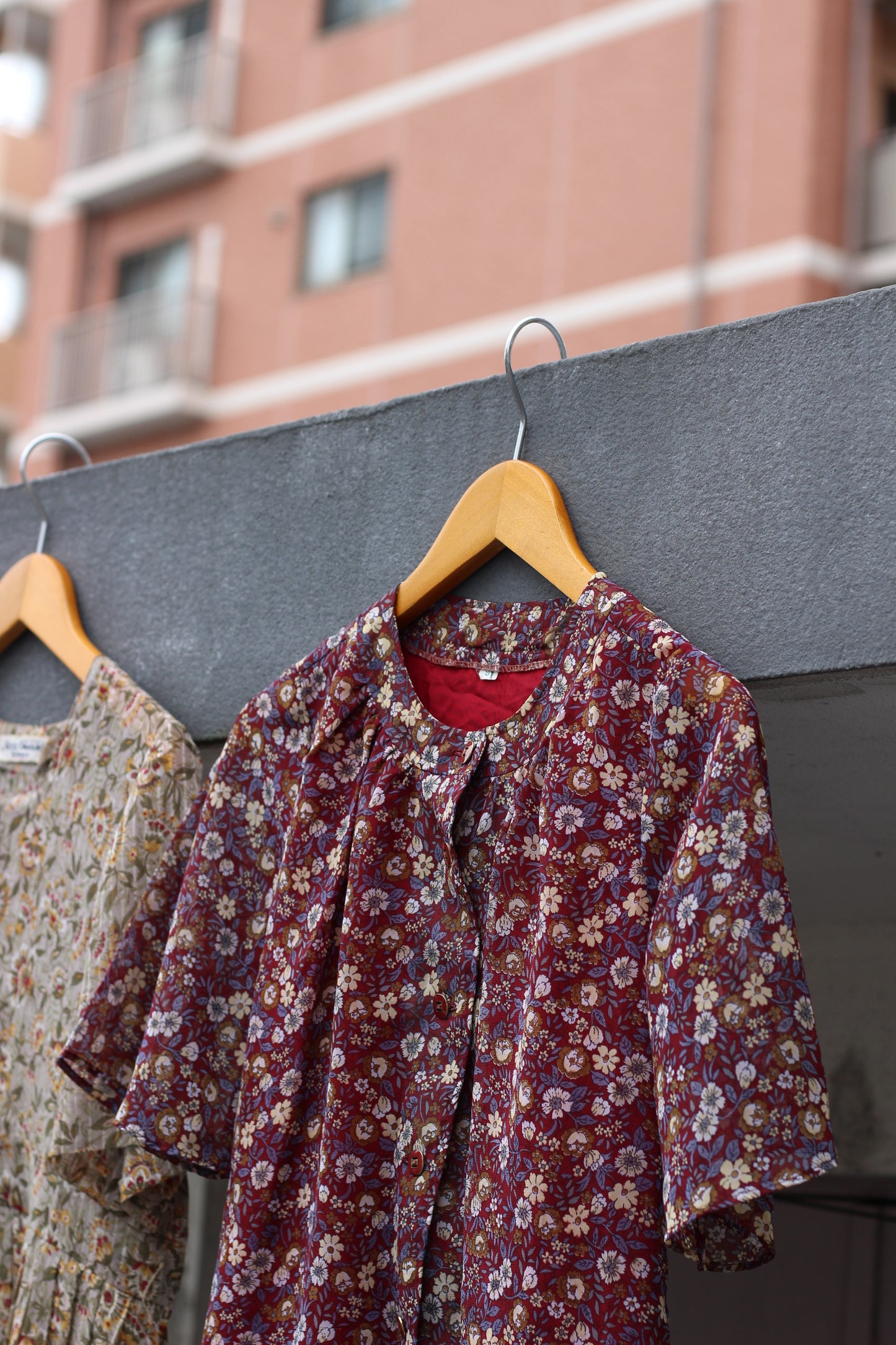 Vintage Small Floral Pattern Short Sleeve One-Piece x3点