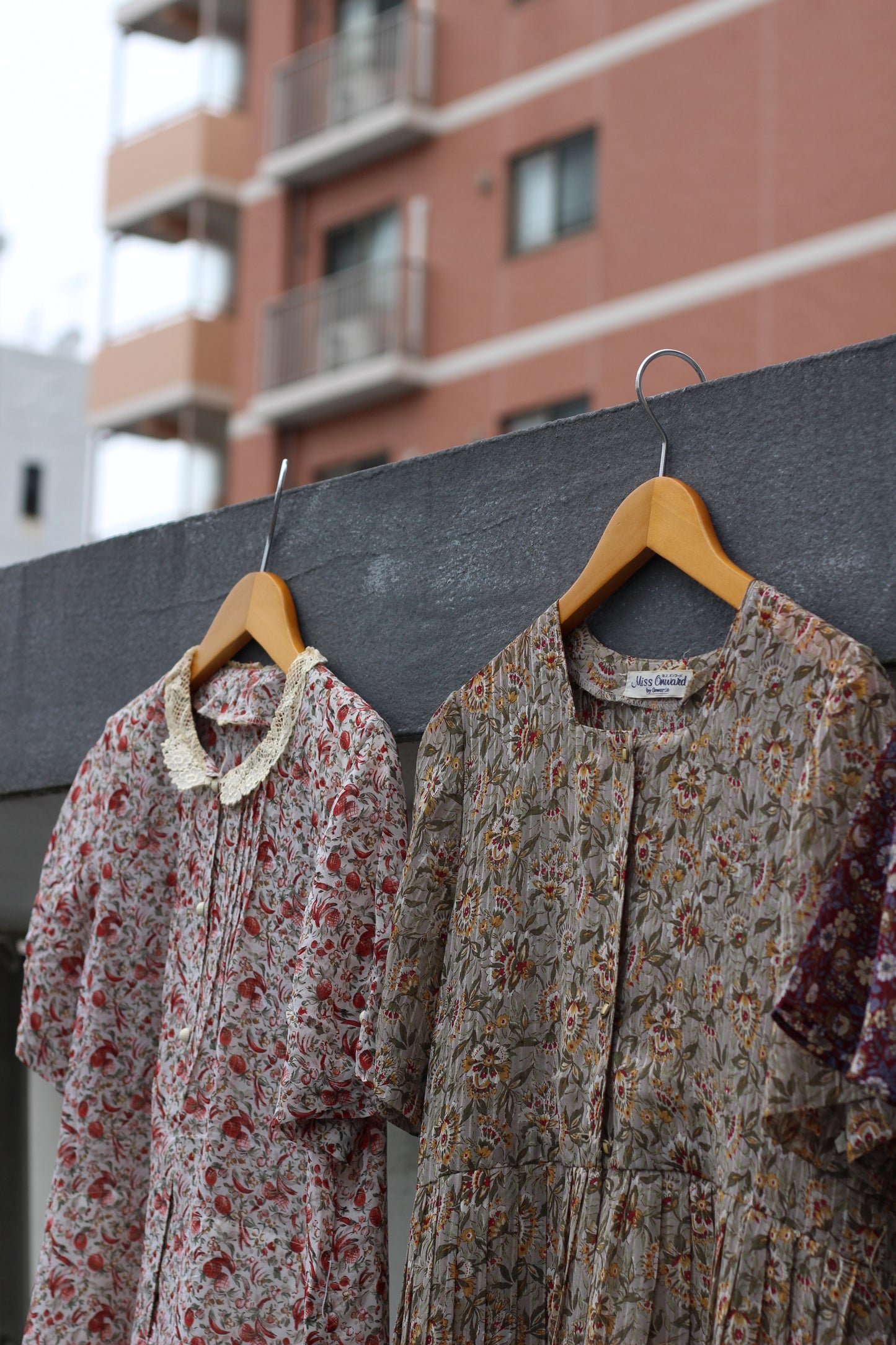 Vintage Small Floral Pattern Short Sleeve One-Piece x3点