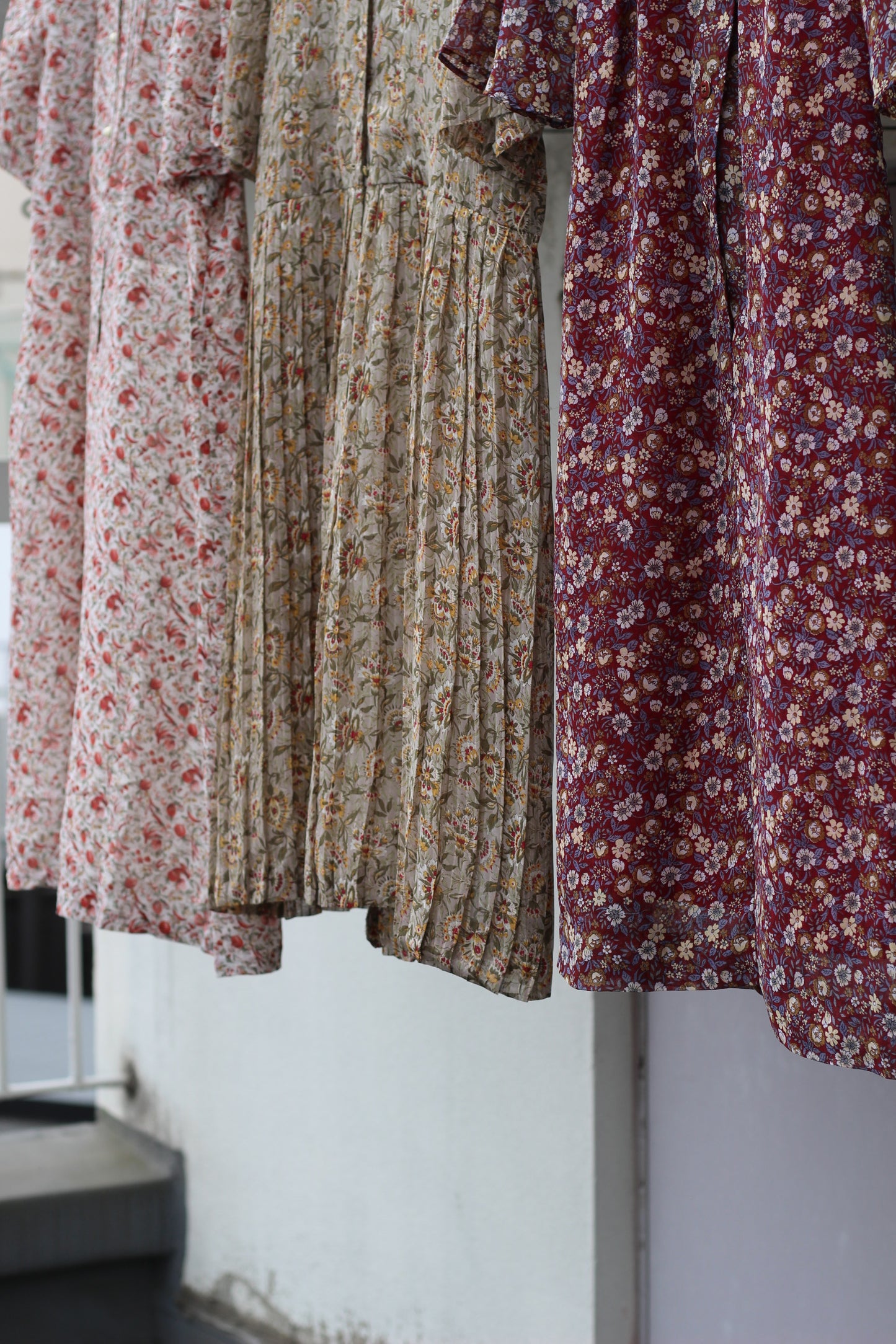Vintage Small Floral Pattern Short Sleeve One-Piece x3点
