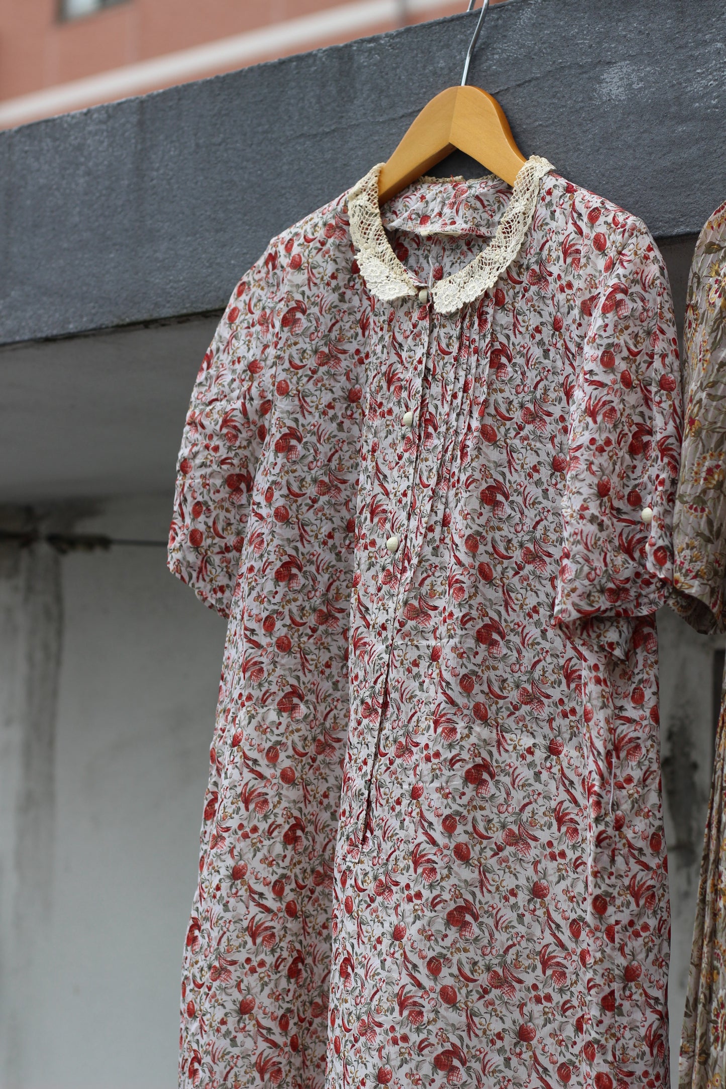 Vintage Small Floral Pattern Short Sleeve One-Piece x3点