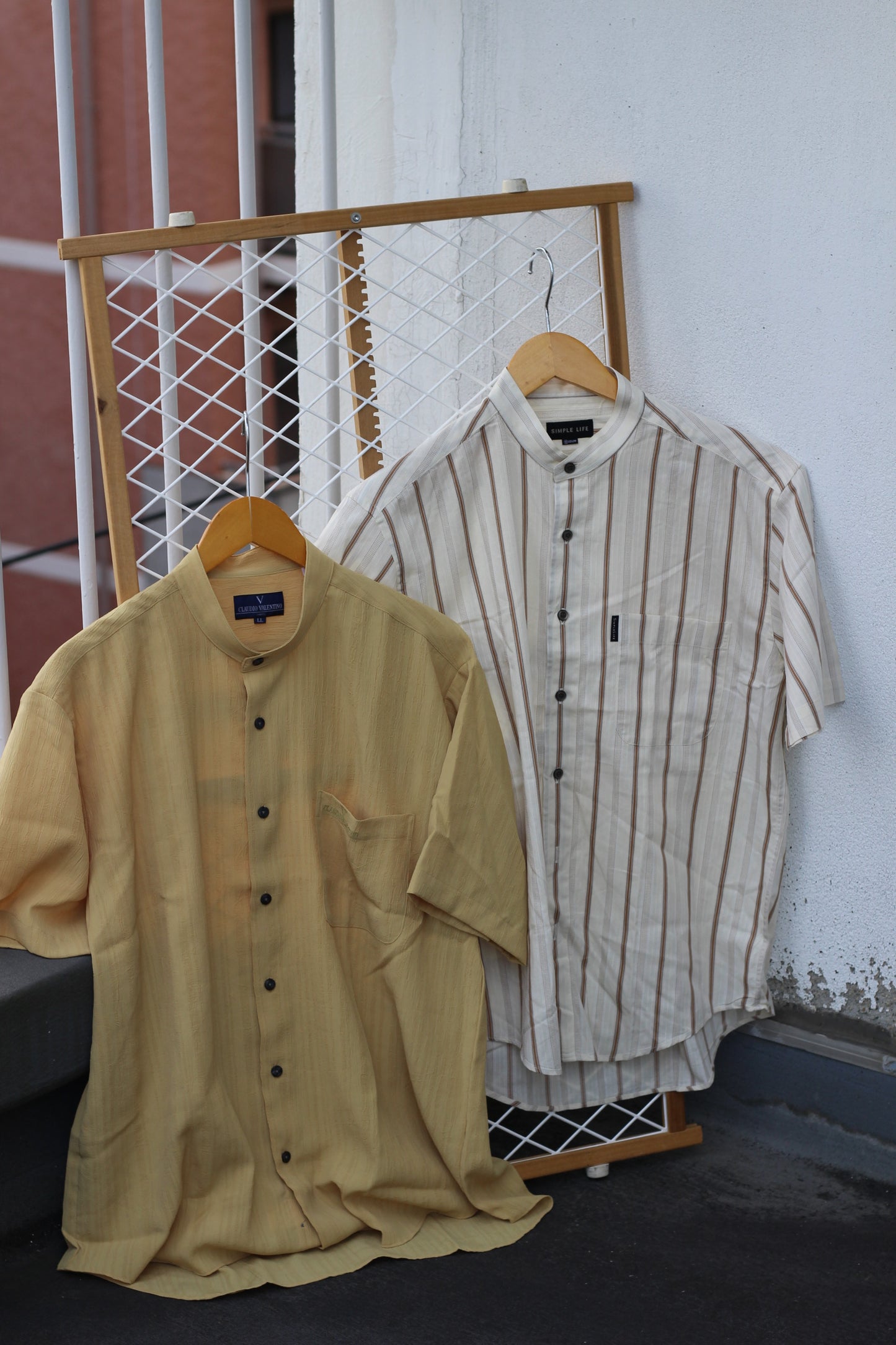 Men's Short Sleeve Band Collar Shirt x4点