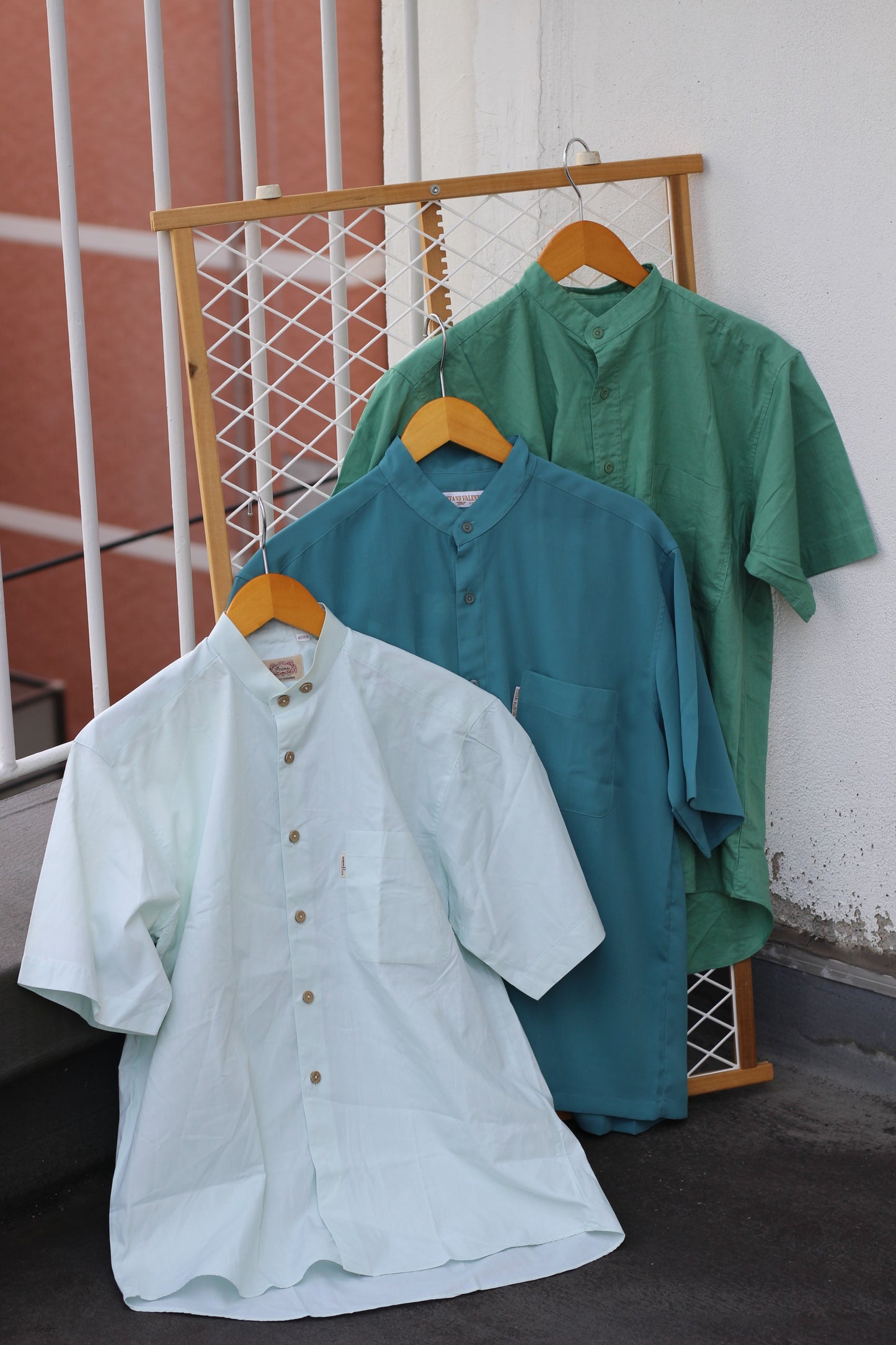 Men's Short Sleeve Band Collar Shirt x4点