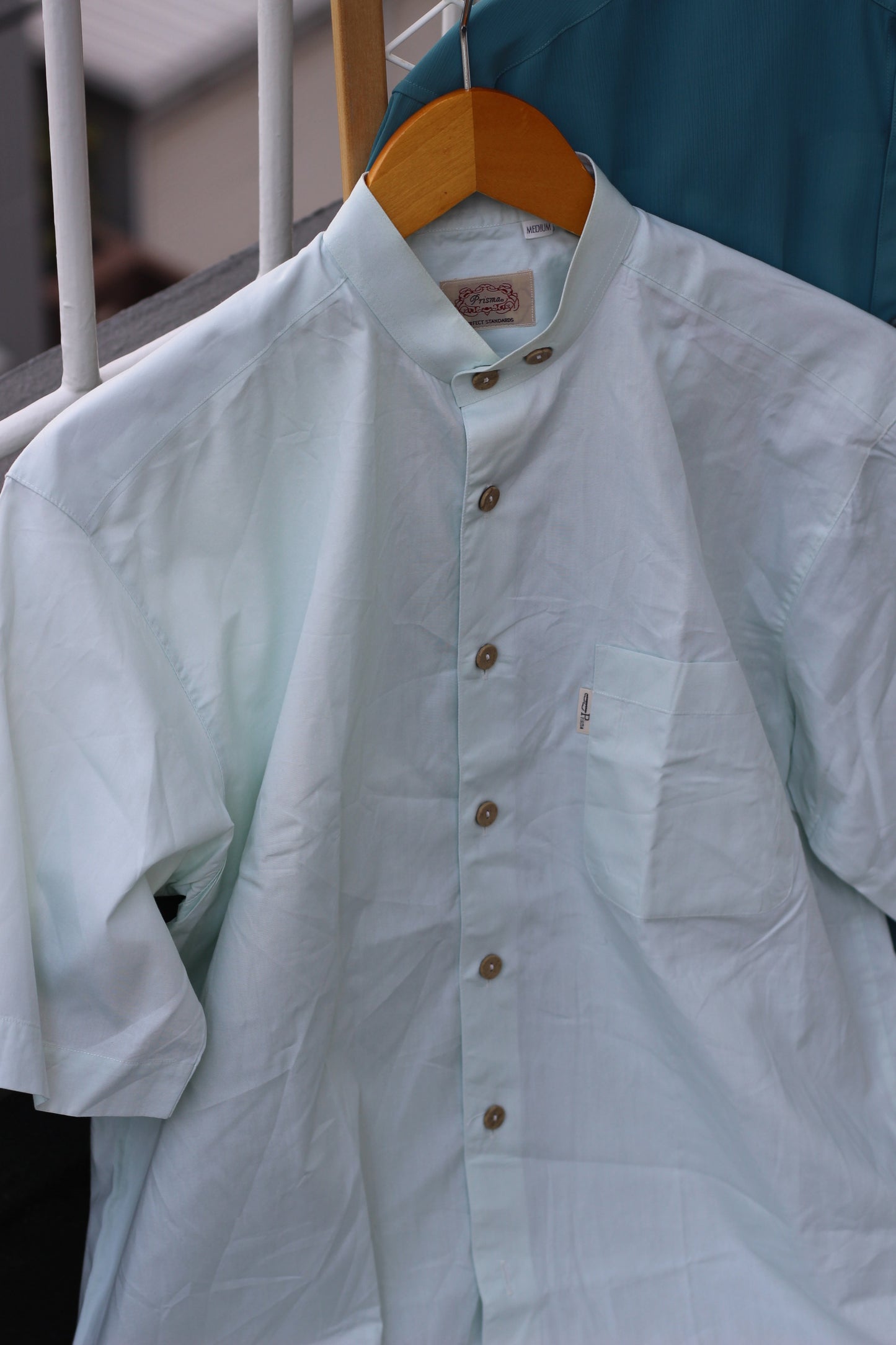 Men's Short Sleeve Band Collar Shirt x4点