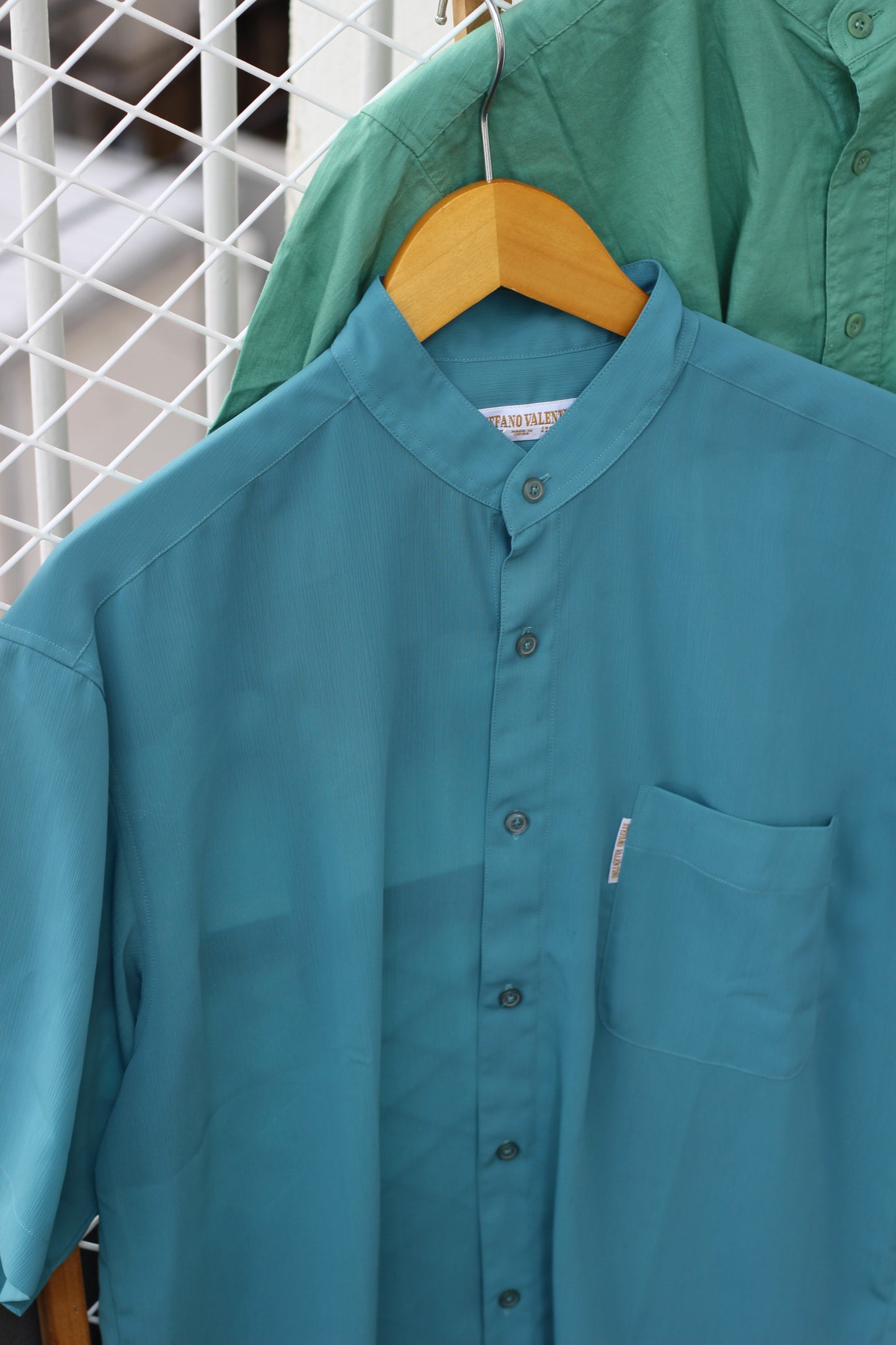 Men's Short Sleeve Band Collar Shirt x4点