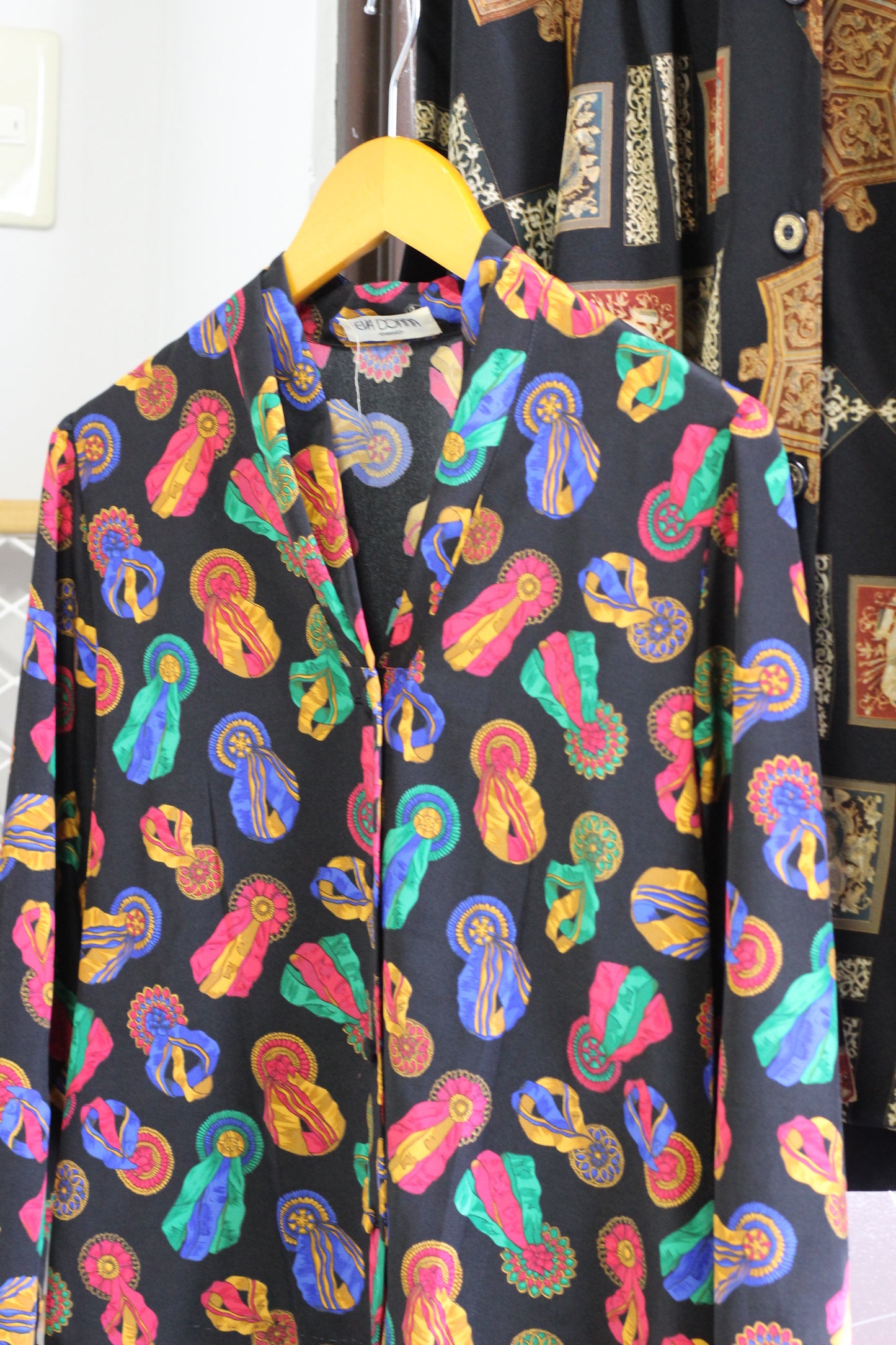 Vintage Black Designer Long Sleeve Blouse x4点
