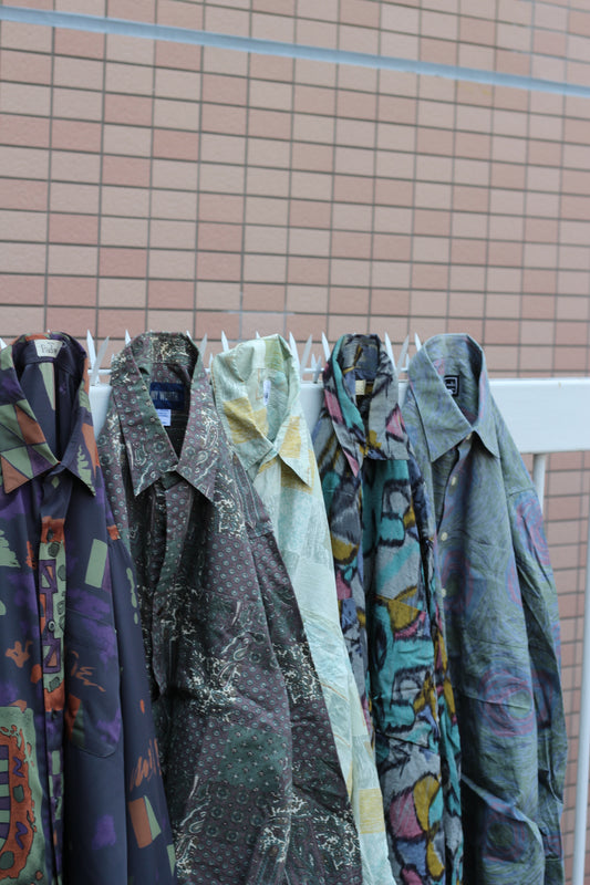 90's Men's Vintage All-Over Print Long Sleeve Shirt set x5点