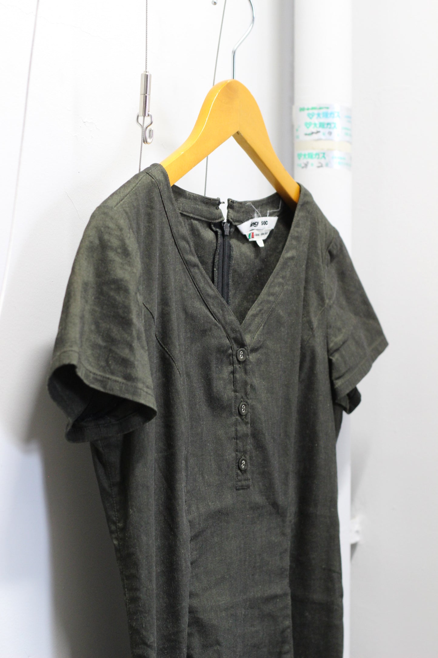 Vintage Khaki Brown Short Sleeve One-Piece x3点