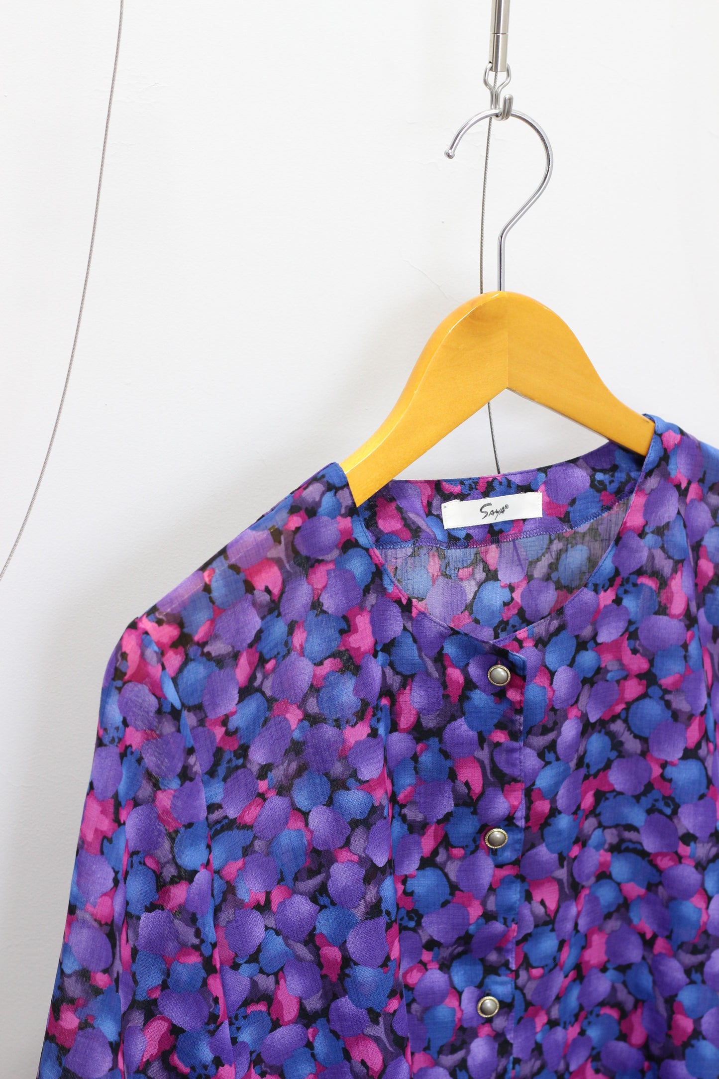Vintage Blue Purple Design Short Sleeve Blouse x6点