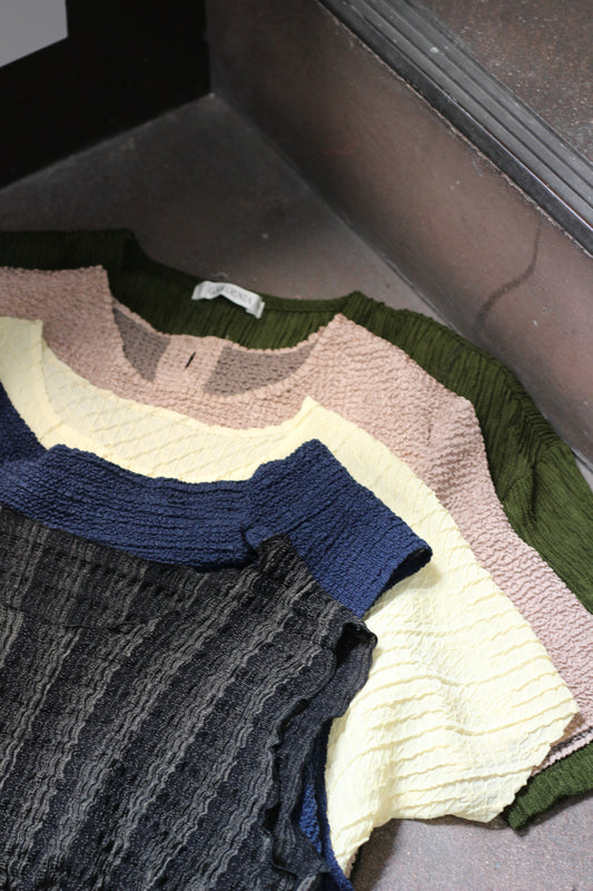 Vintage Simple Waffle Top x5点