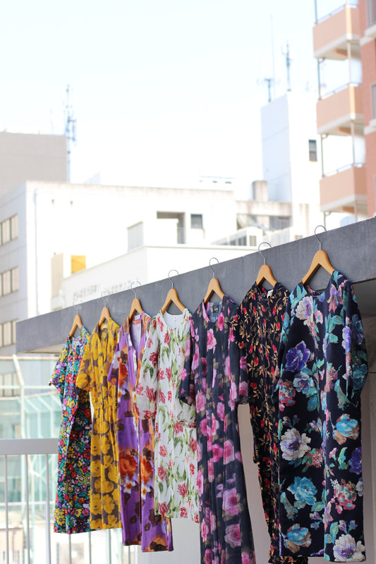 Vintage Design Flower Short Sleeve One-Piece x7点