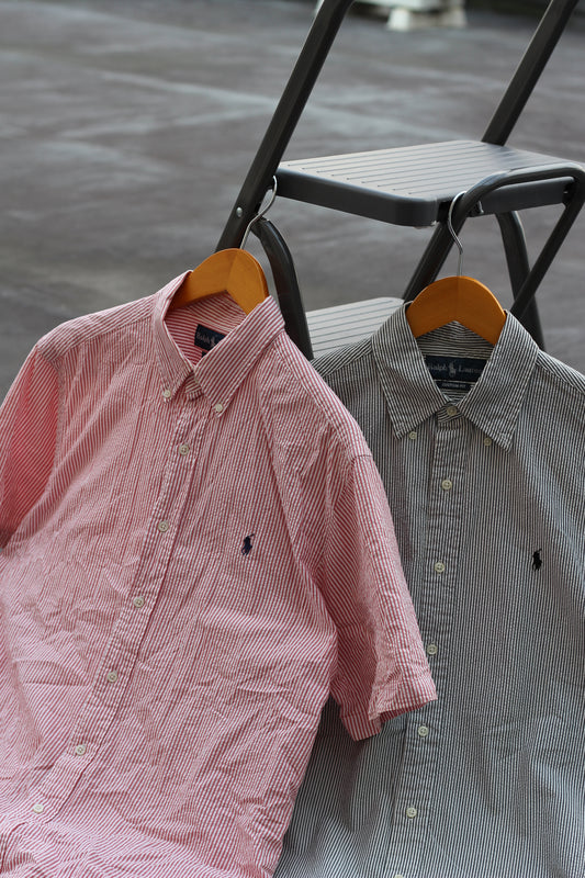 90-00's Ralph Lauren Stripe Short Sleeve Shirt set x2点