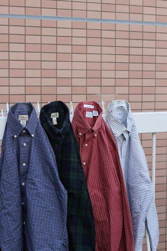 00's Old L.L.Bean Check Long Sleeve Shirt set x4点