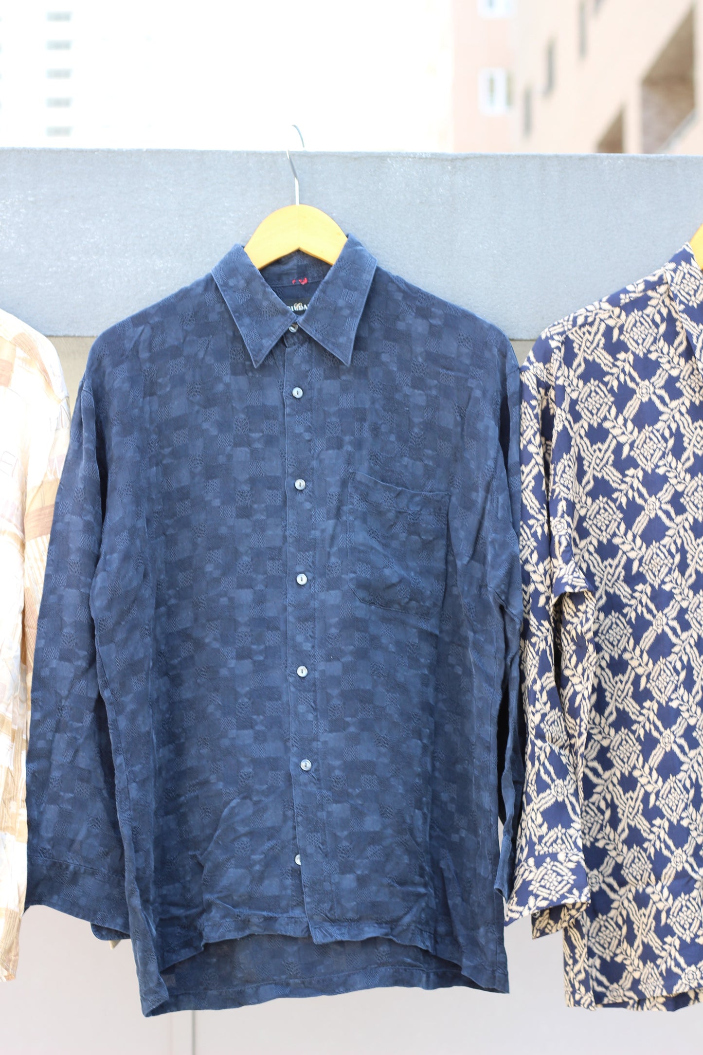 Men's Luxury Material Cupro & Rayon Design Long Sleeve Shirt x3点