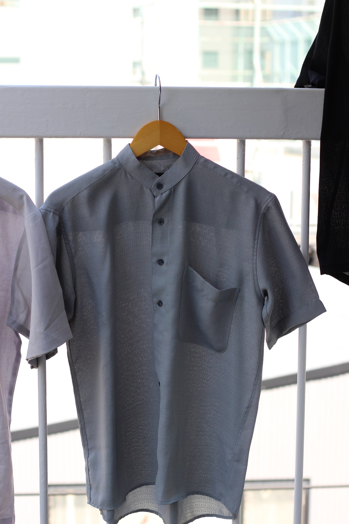 Men's Band Collar Short Sleeve Shirt x5点