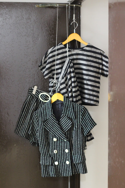 Vintage Black Design Short Sleeve Set up x2点