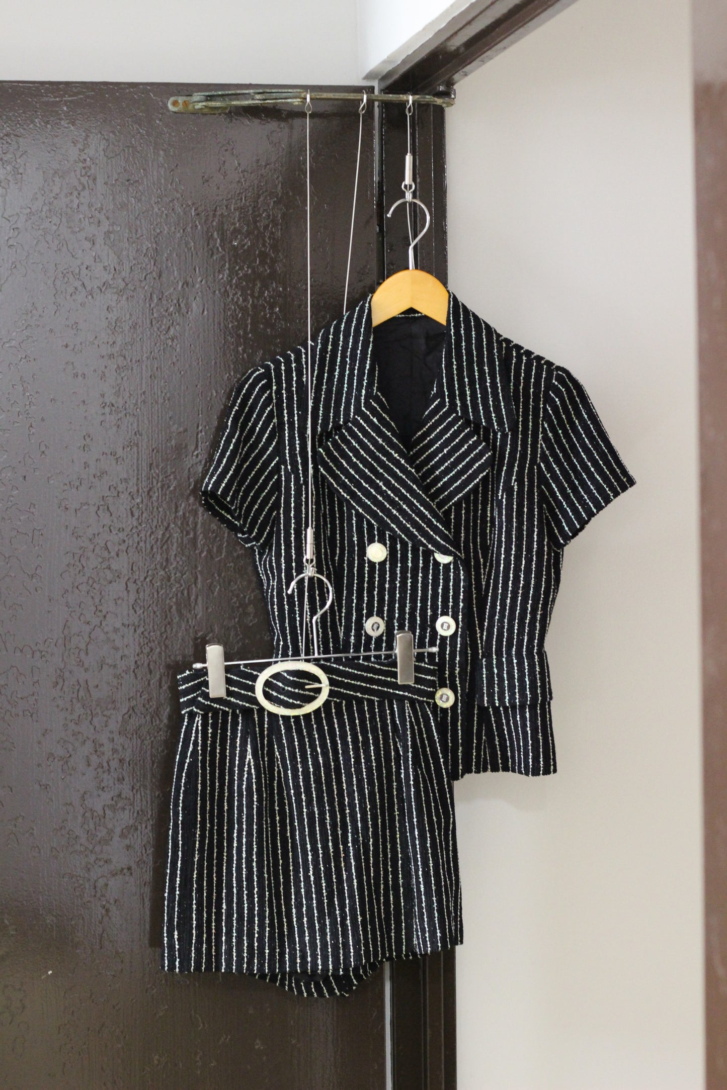 Vintage Black Design Short Sleeve Set up x2点
