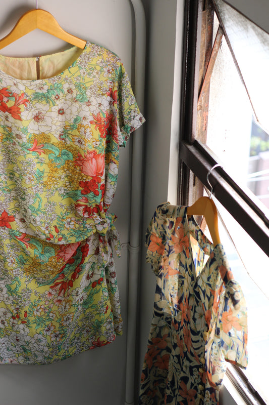 Vintage Floral Short Sleeve One-Piece x2点