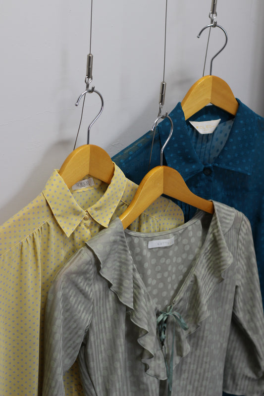 Vintage Dot Long Sleeve Blouse x4点