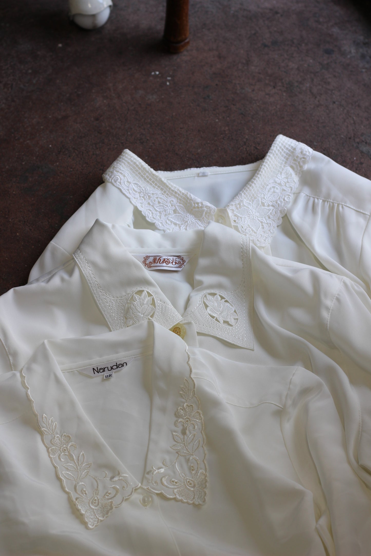 Vintage White Embroidery Long Sleeve Blouse x9点