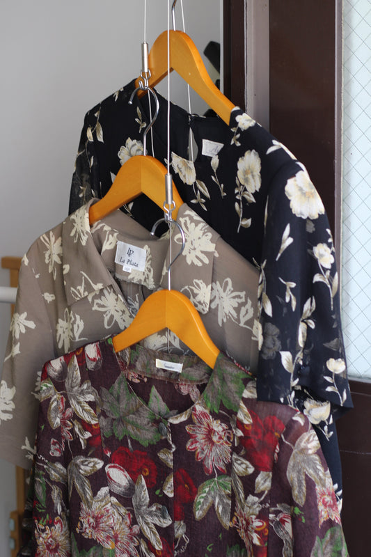 Vintage Flower Short Sleeve Blouse x6点