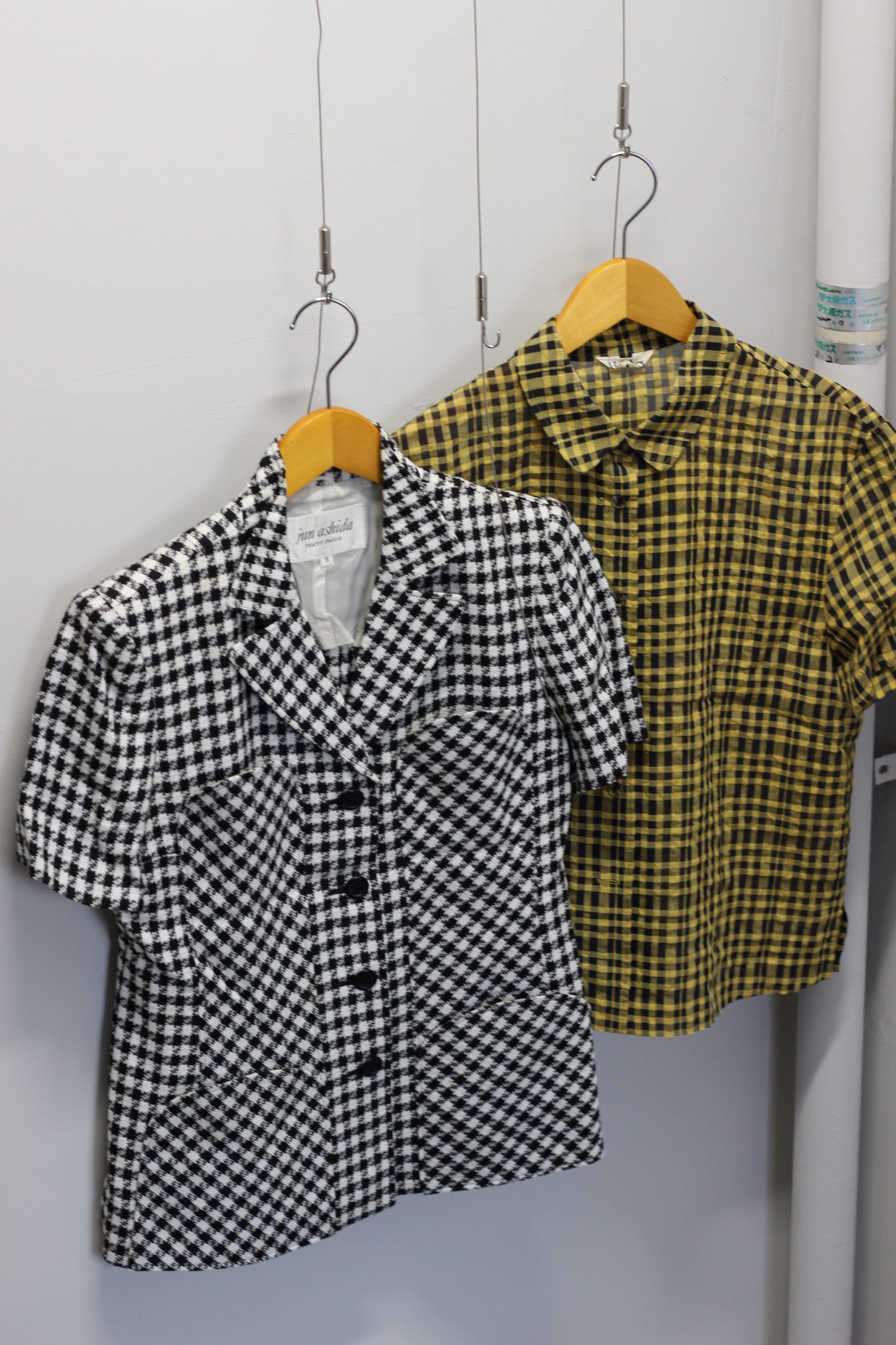 Vintage Gingham Check Short Sleeve Blouse x4点