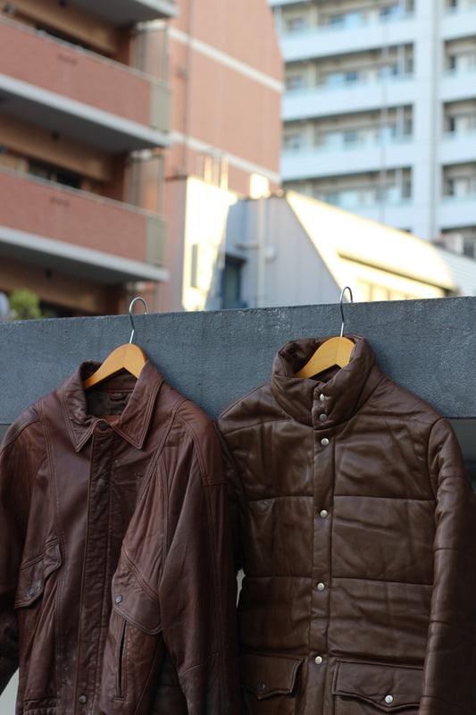 Men's Brown Leather Jacket x2点