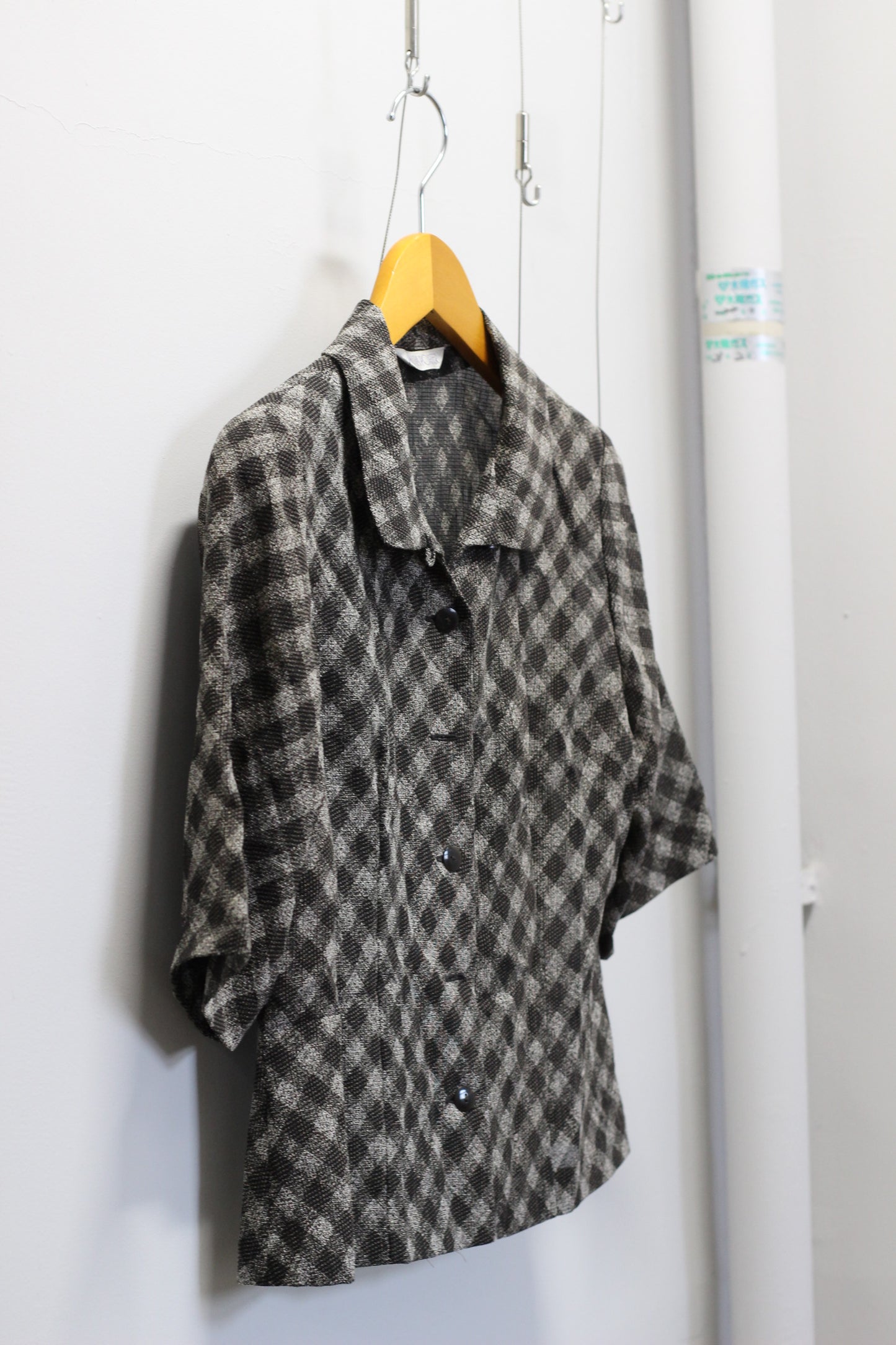 Vintage Gingham Check Short Sleeve Blouse x4点