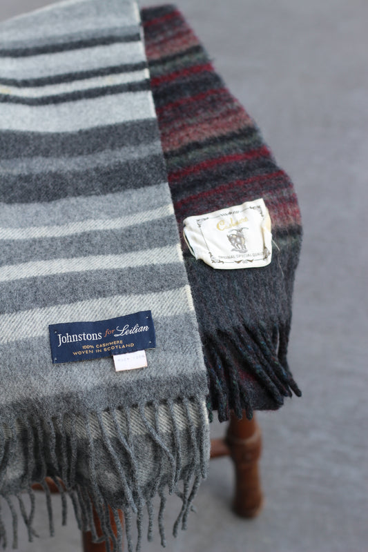 100% Cashmere Stripe Design Muffler x2点