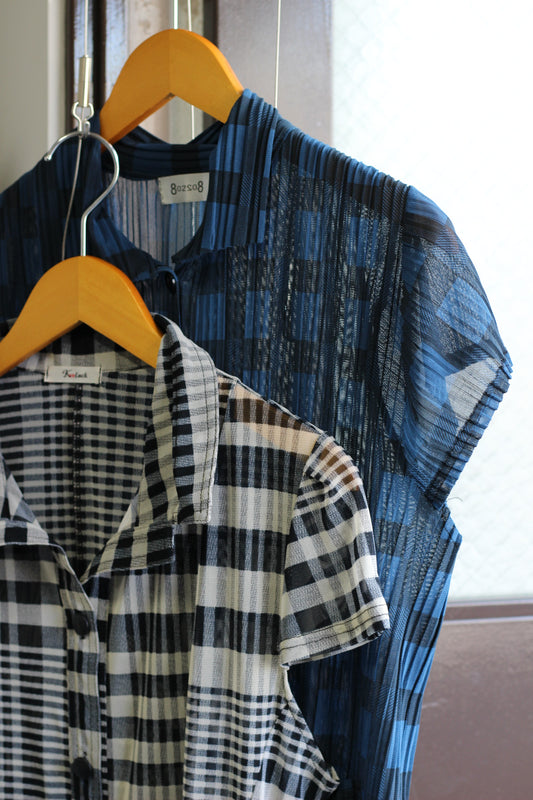 Vintage Check Short Sleeve Blouse x5点