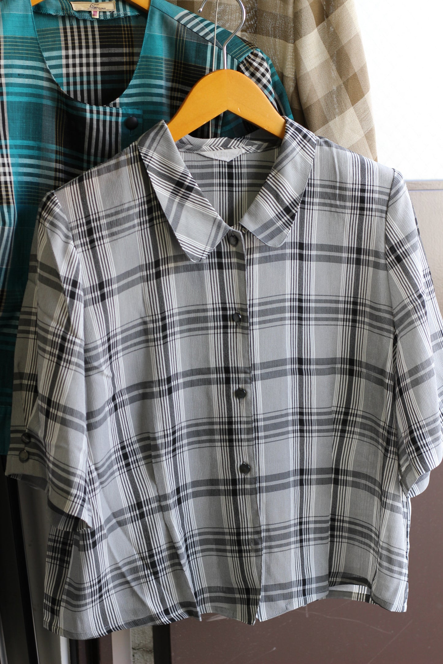 Vintage Check Short Sleeve Blouse x5点