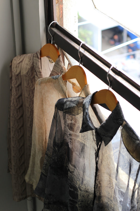 Vintage Sheer Design Long Sleeve Blouse x3点